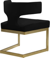 Alexandra Black Velvet Dining Chair from Meridian - Luna Furniture