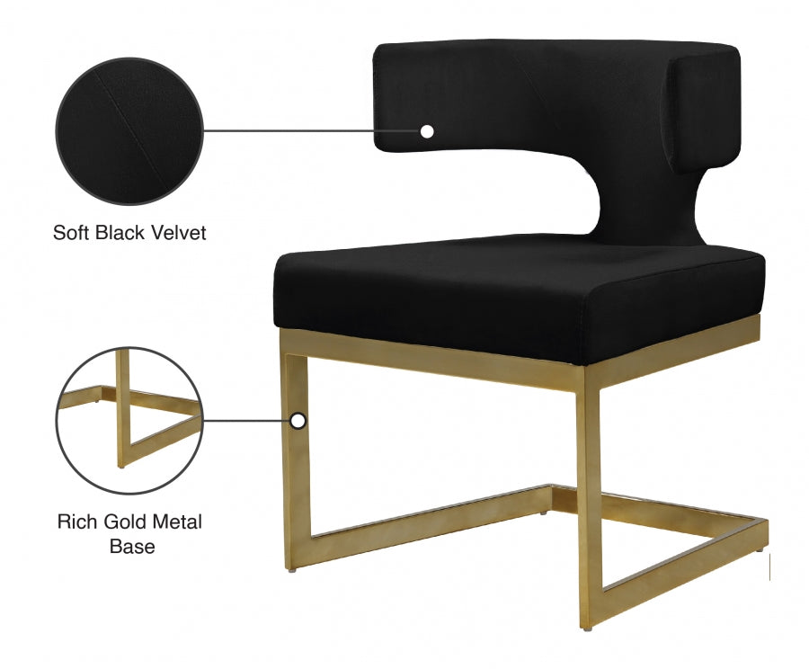 Alexandra Black Velvet Dining Chair from Meridian - Luna Furniture