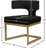 Alexandra Black Velvet Dining Chair from Meridian - Luna Furniture