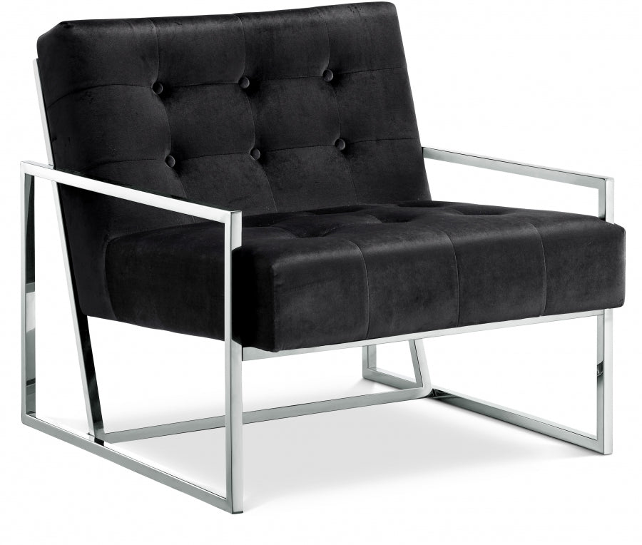 Alexis Black Velvet Accent Chair from Meridian - Luna Furniture