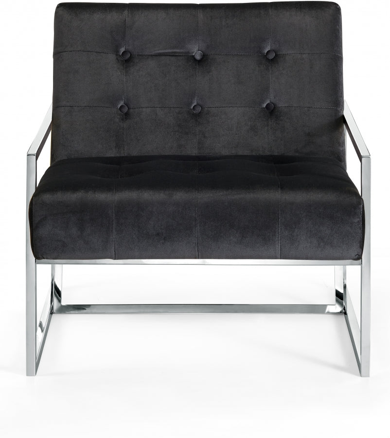 Alexis Black Velvet Accent Chair from Meridian - Luna Furniture