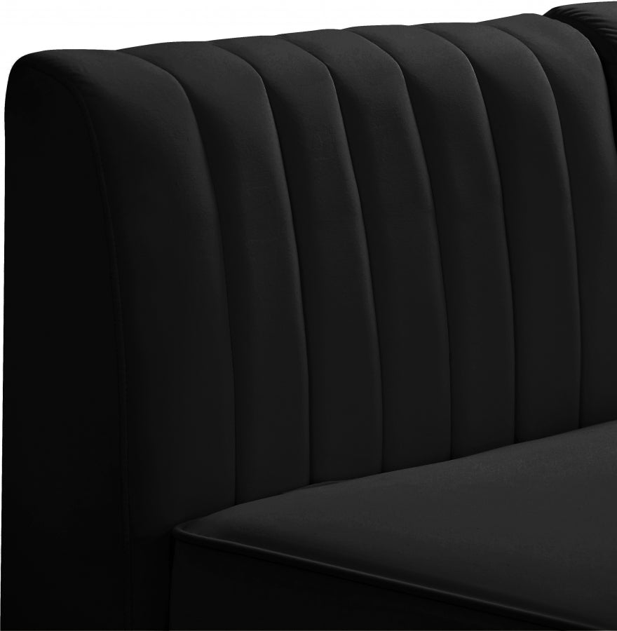 Alina Black Velvet Modular Armless Chair from Meridian - Luna Furniture