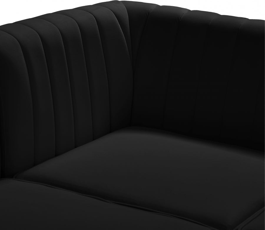 Alina Black Velvet Modular Armless Chair from Meridian - Luna Furniture