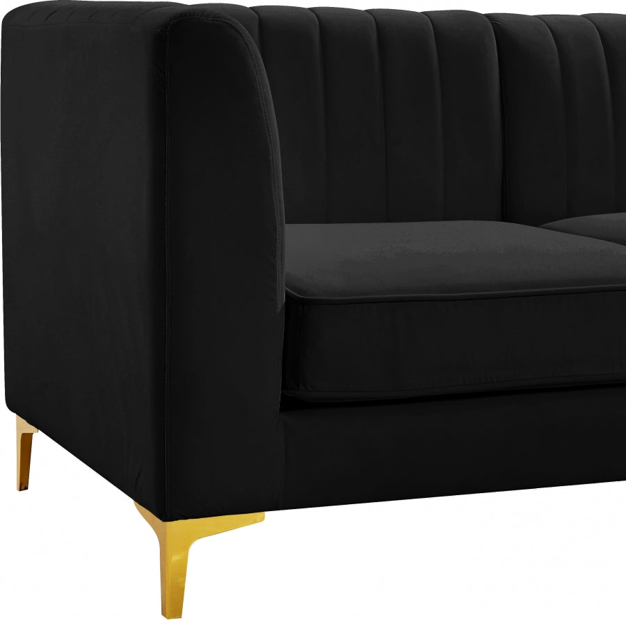 Alina Black Velvet Modular Armless Chair from Meridian - Luna Furniture