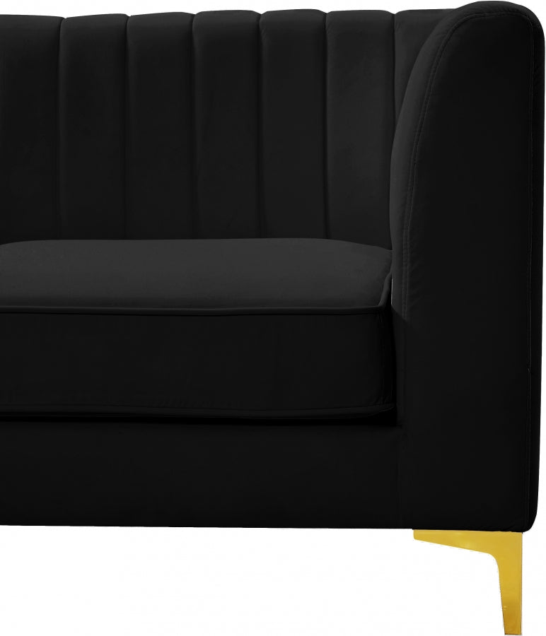 Alina Black Velvet Modular Armless Chair from Meridian - Luna Furniture