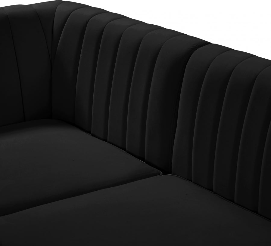 Alina Black Velvet Modular Armless Chair from Meridian - Luna Furniture