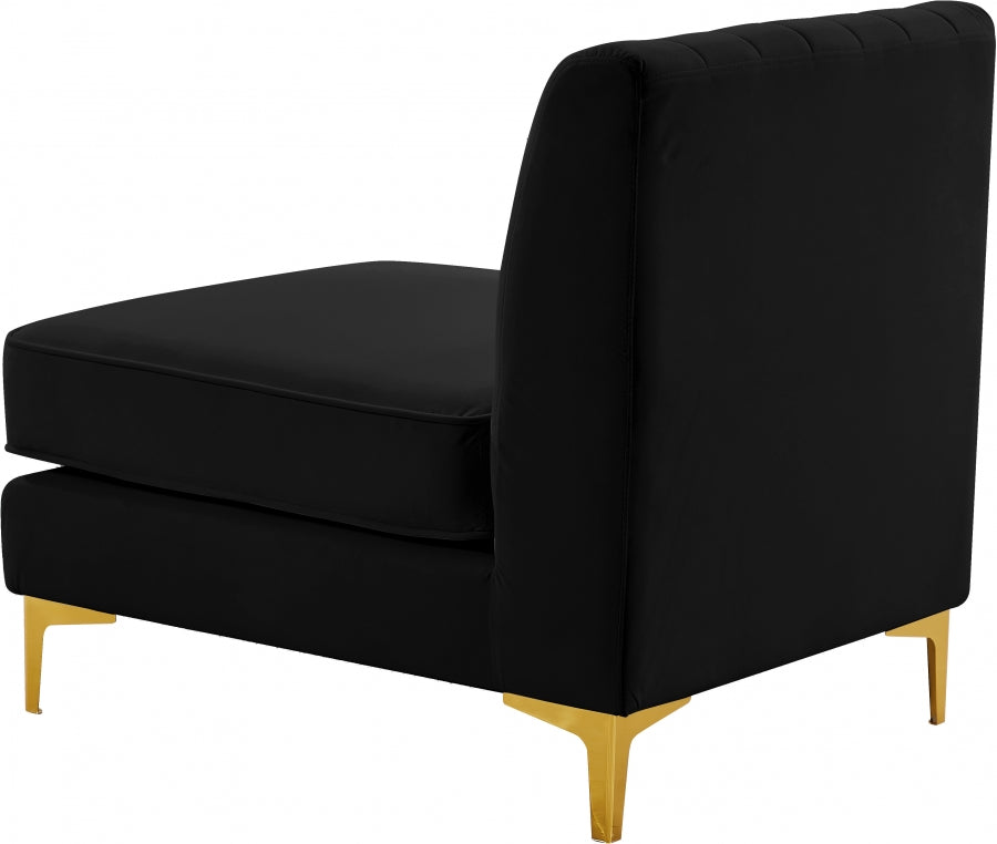 Alina Black Velvet Modular Armless Chair from Meridian - Luna Furniture