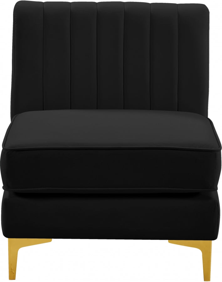 Alina Black Velvet Modular Armless Chair from Meridian - Luna Furniture