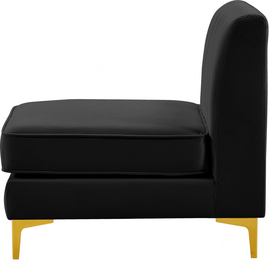 Alina Black Velvet Modular Armless Chair from Meridian - Luna Furniture