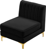 Alina Black Velvet Modular Armless Chair from Meridian - Luna Furniture