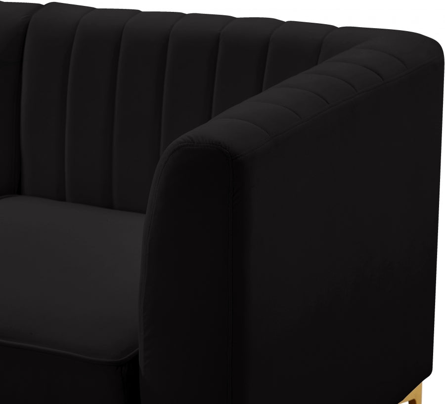 Alina Black Velvet Modular Armless Chair from Meridian - Luna Furniture