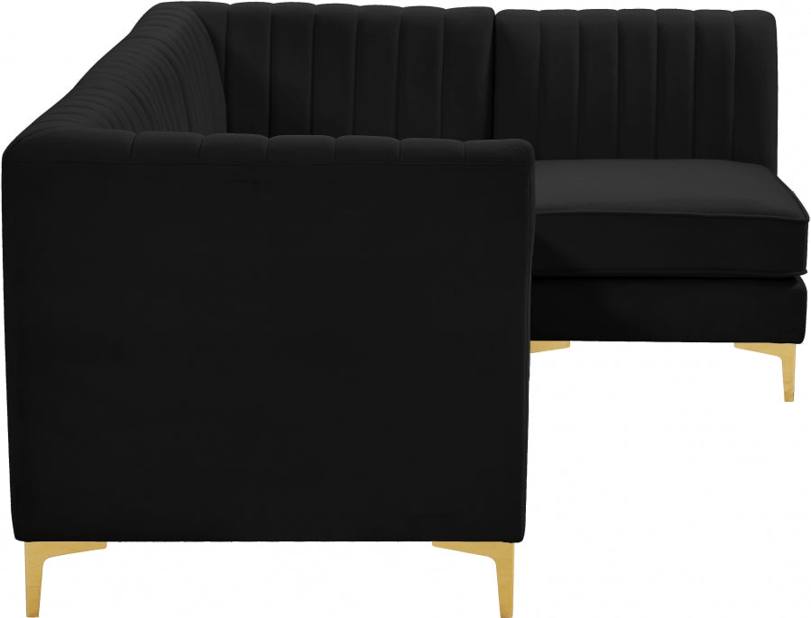 Alina Black Velvet Modular Sectional from Meridian - Luna Furniture