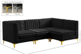 Alina Black Velvet Modular Sectional from Meridian - Luna Furniture