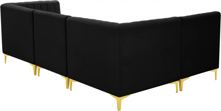 Alina Black Velvet Modular Sectional from Meridian - Luna Furniture