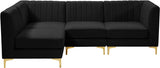 Alina Black Velvet Modular Sectional from Meridian - Luna Furniture