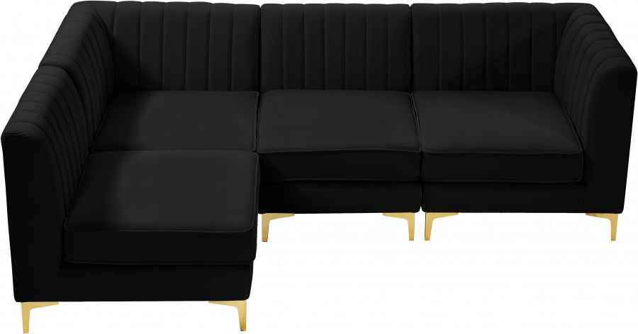 Alina Black Velvet Modular Sectional from Meridian - Luna Furniture