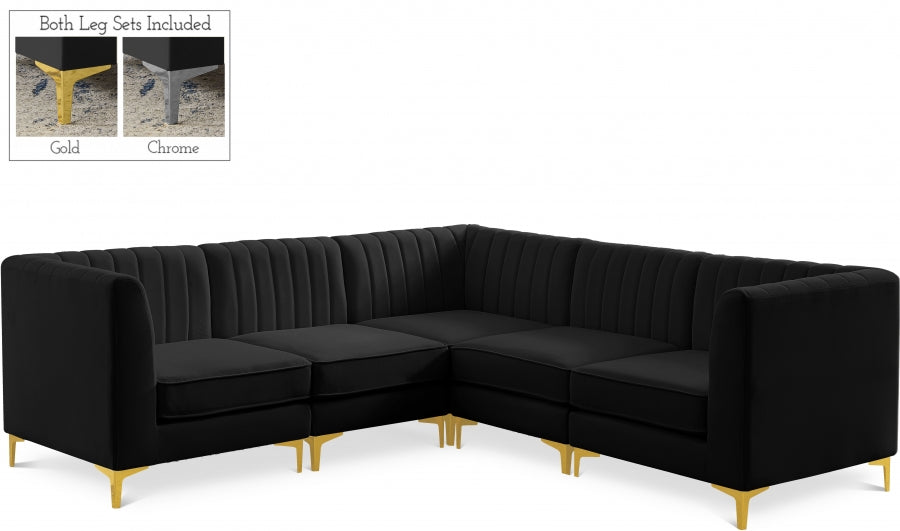 Alina Black Velvet Modular Sectional from Meridian - Luna Furniture