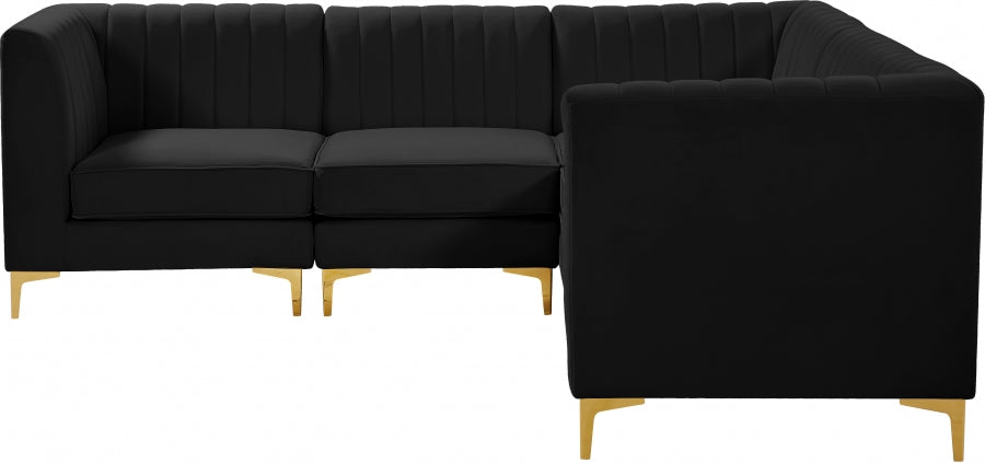 Alina Black Velvet Modular Sectional from Meridian - Luna Furniture