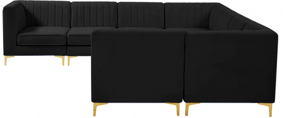 Alina Black Velvet Modular Sectional from Meridian - Luna Furniture