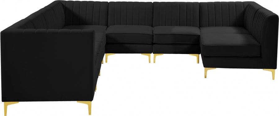 Alina Black Velvet Modular Sectional from Meridian - Luna Furniture