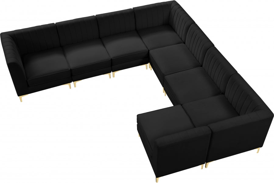 Alina Black Velvet Modular Sectional from Meridian - Luna Furniture