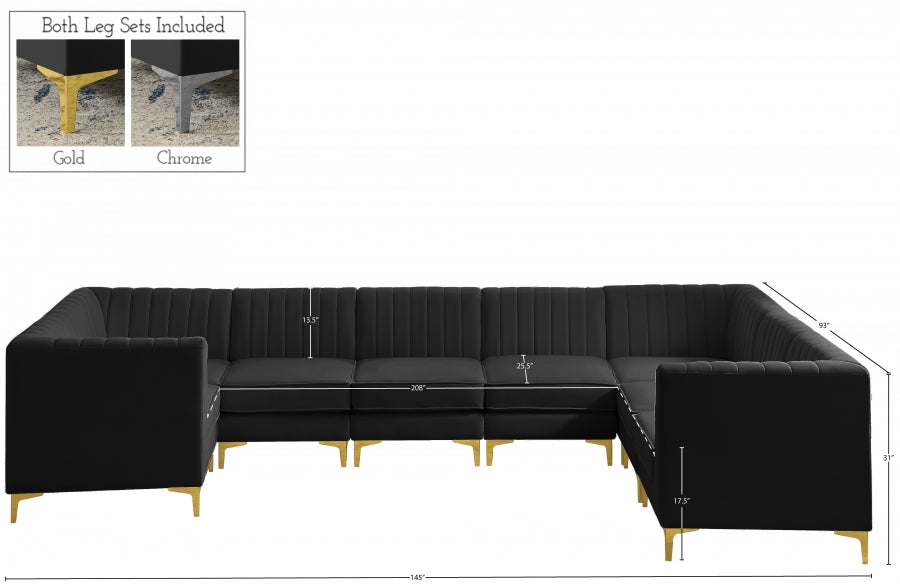 Alina Black Velvet Modular Sectional from Meridian - Luna Furniture