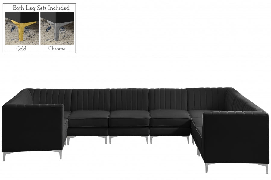 Alina Black Velvet Modular Sectional from Meridian - Luna Furniture