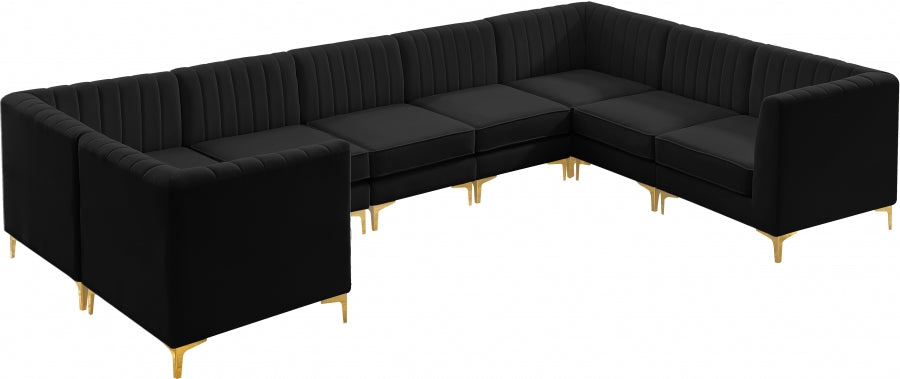 Alina Black Velvet Modular Sectional from Meridian - Luna Furniture