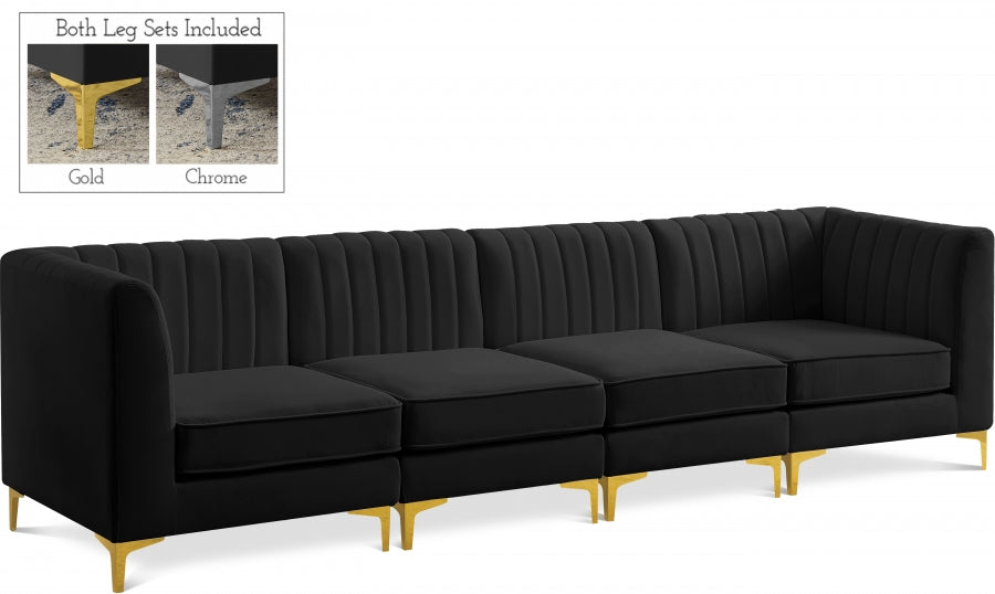 Alina Black Velvet Modular Sofa from Meridian - Luna Furniture