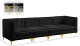 Alina Black Velvet Modular Sofa from Meridian - Luna Furniture