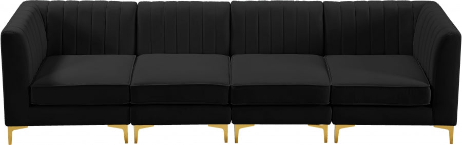 Alina Black Velvet Modular Sofa from Meridian - Luna Furniture