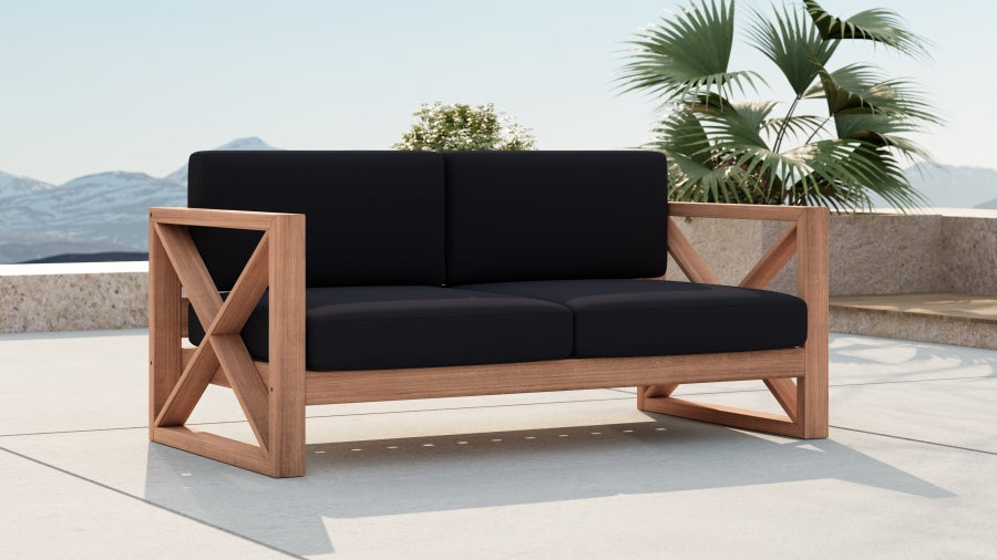 Anguilla Black Waterproof Fabric Outdoor Loveseat from Meridian - Luna Furniture