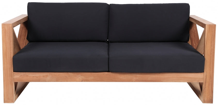 Anguilla Black Waterproof Fabric Outdoor Loveseat from Meridian - Luna Furniture