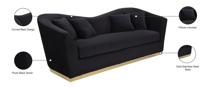 Arabella Black Velvet Sofa from Meridian - Luna Furniture