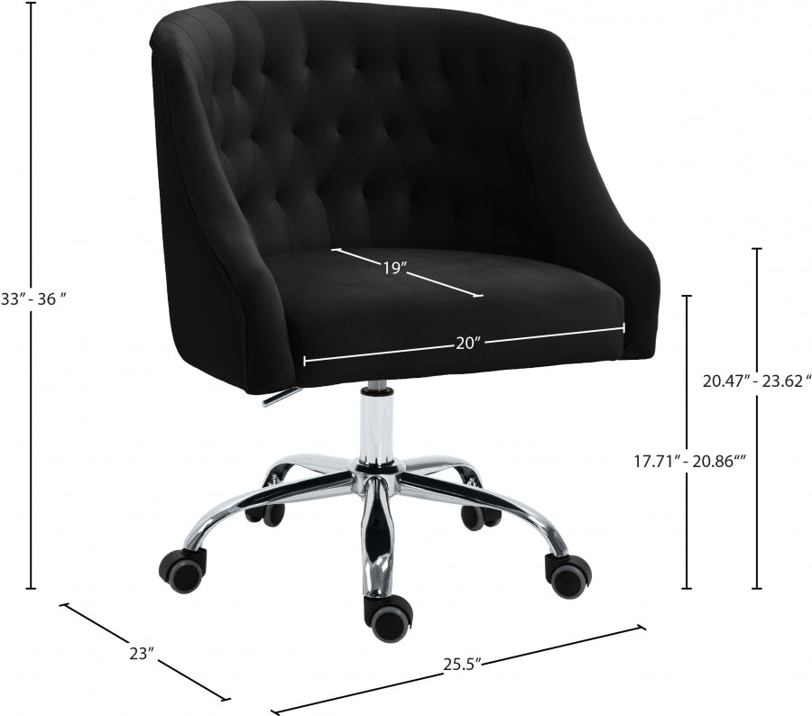 Arden Black Velvet Office Chair from Meridian - Luna Furniture