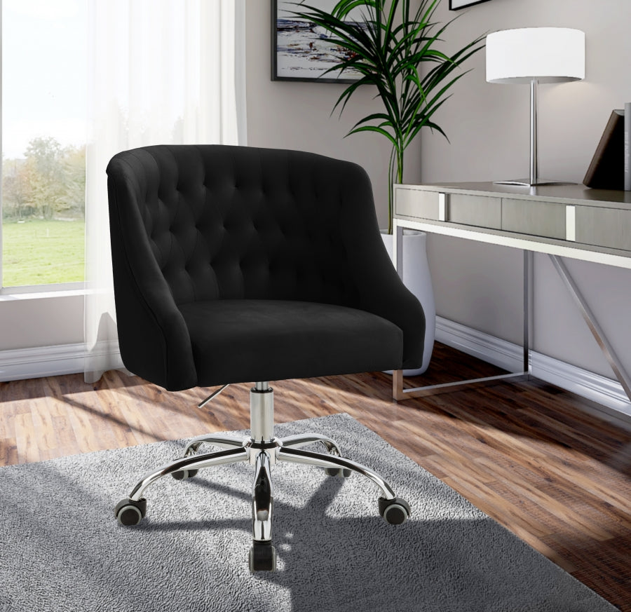 Arden Black Velvet Office Chair from Meridian - Luna Furniture