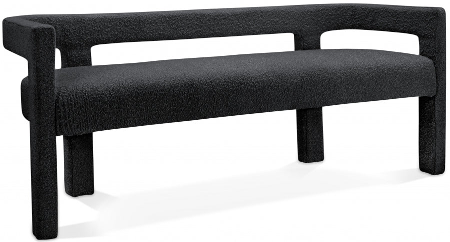 Athena Black Boucle Fabric Bench from Meridian - Luna Furniture