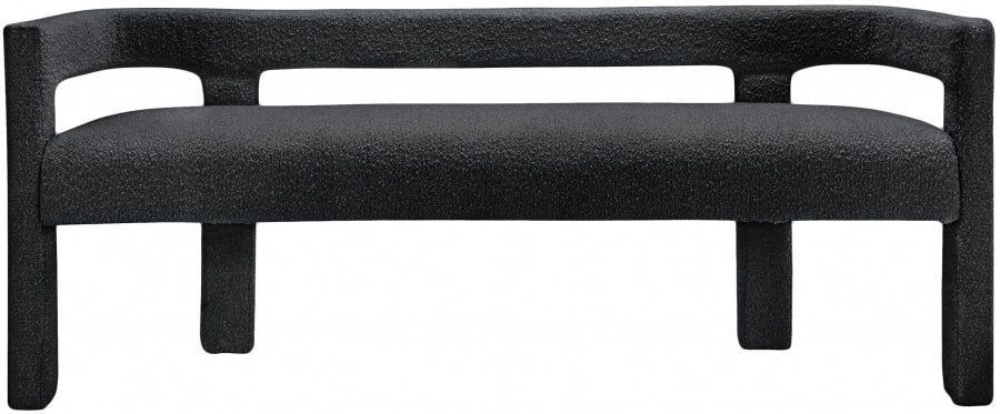 Athena Black Boucle Fabric Bench from Meridian - Luna Furniture