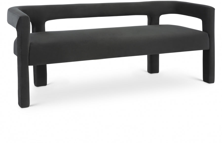 Athena Black Velvet Bench from Meridian - Luna Furniture