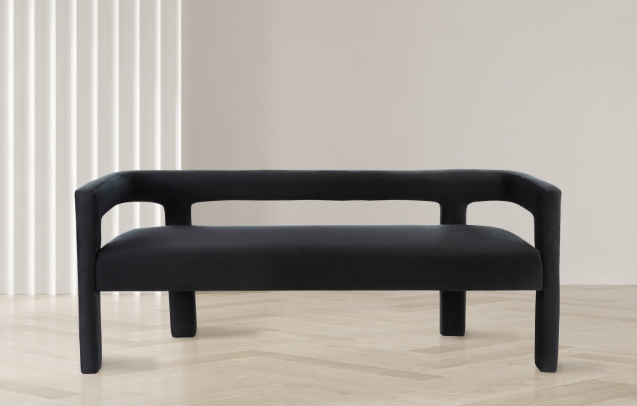 Athena Black Velvet Bench from Meridian - Luna Furniture