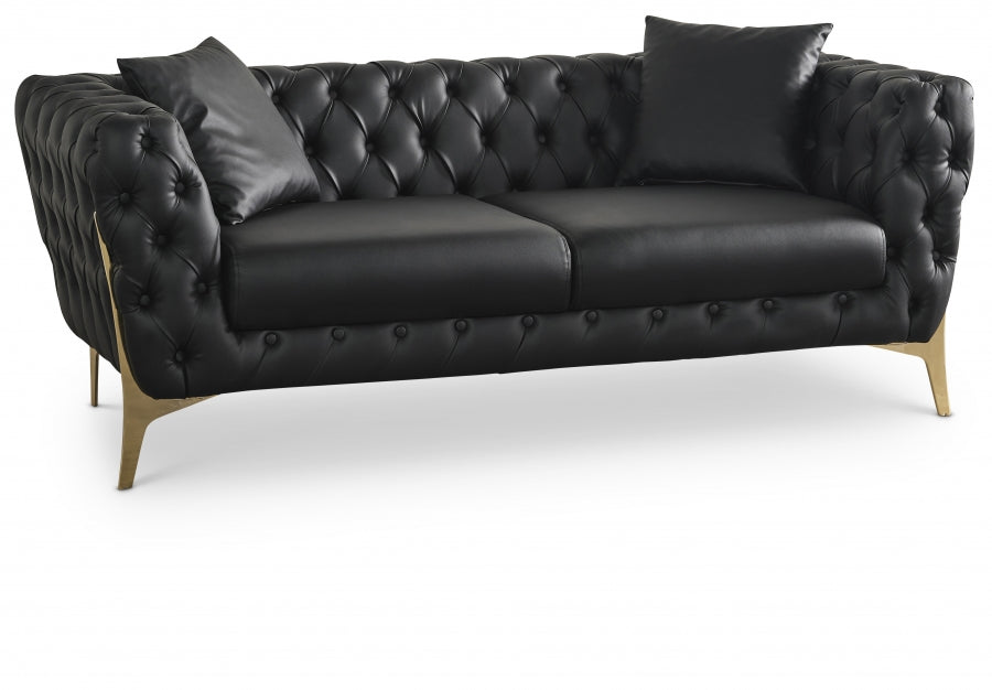 Aurora Black Faux Leather Loveseat from Meridian - Luna Furniture