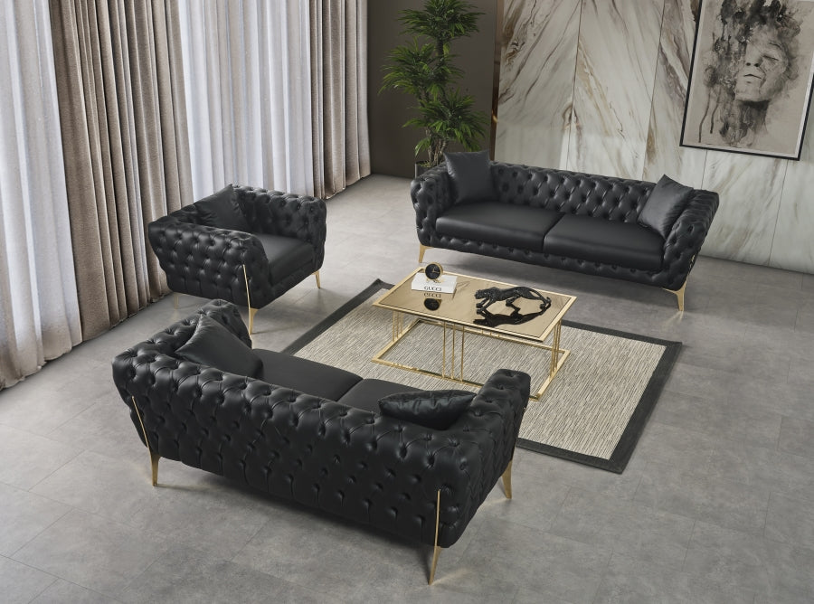 Aurora Black Faux Leather Loveseat from Meridian - Luna Furniture