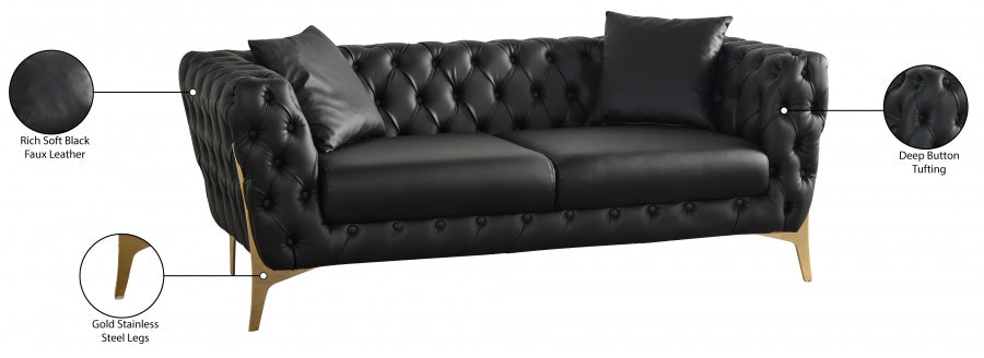 Aurora Black Faux Leather Loveseat from Meridian - Luna Furniture