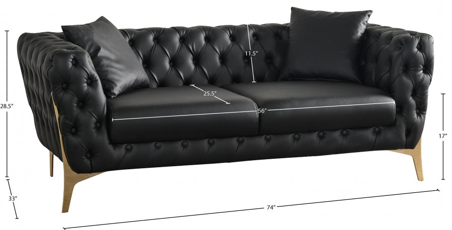 Aurora Black Faux Leather Loveseat from Meridian - Luna Furniture