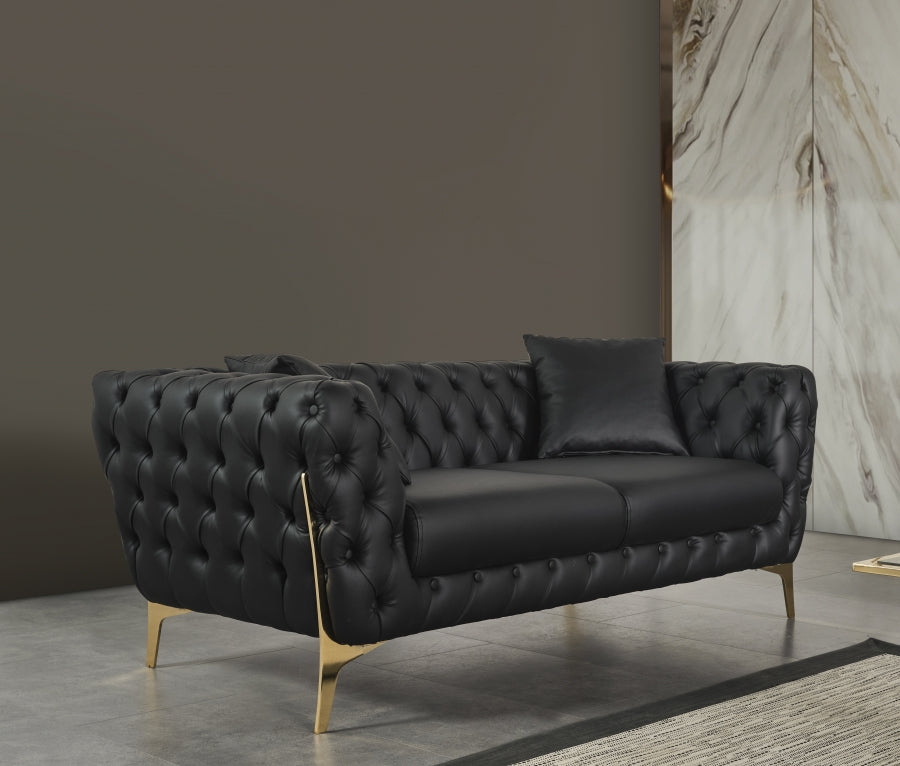 Aurora Black Faux Leather Loveseat from Meridian - Luna Furniture