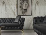 Aurora Black Faux Leather Loveseat from Meridian - Luna Furniture