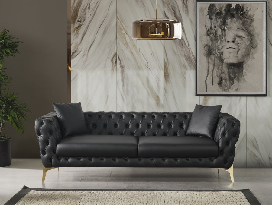 Aurora Black Faux Leather Sofa from Meridian - Luna Furniture