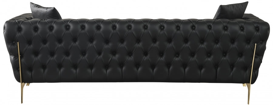 Aurora Black Faux Leather Sofa from Meridian - Luna Furniture