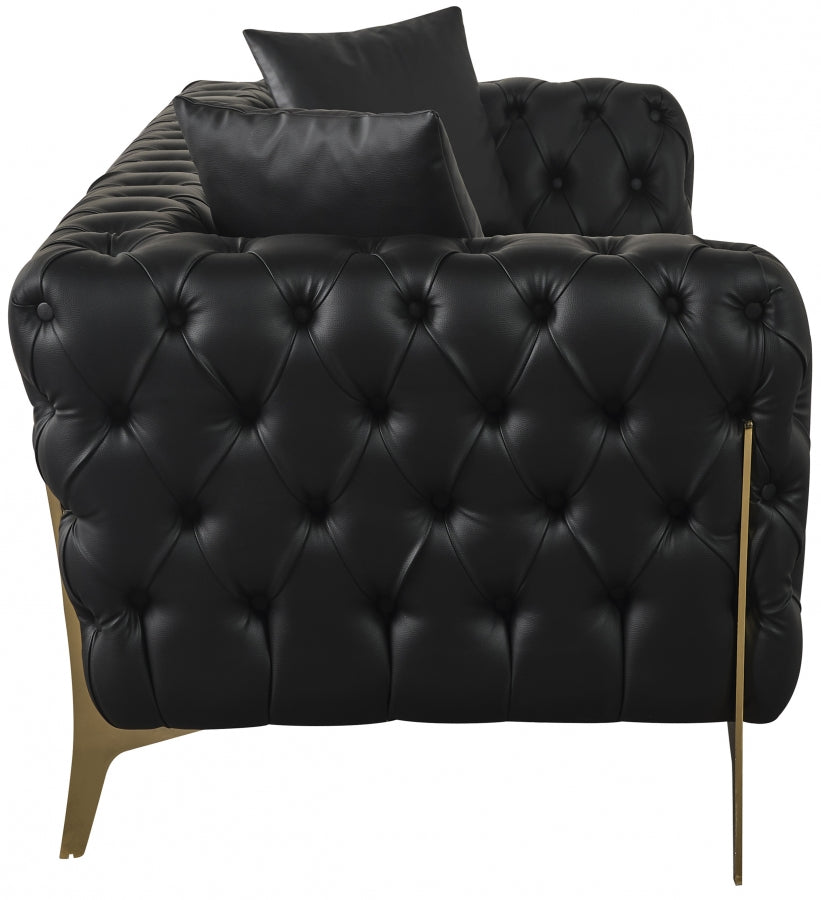 Aurora Black Faux Leather Sofa from Meridian - Luna Furniture