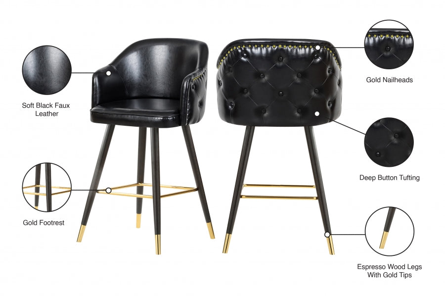 Barbosa Black Faux Leather Bar | Counter Stool, Set of 2 from Meridian - Luna Furniture